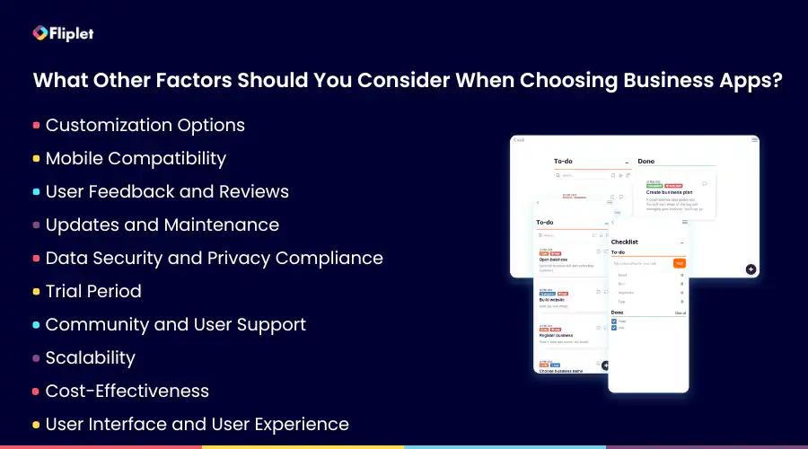 what other factors should you consider when choosing business apps