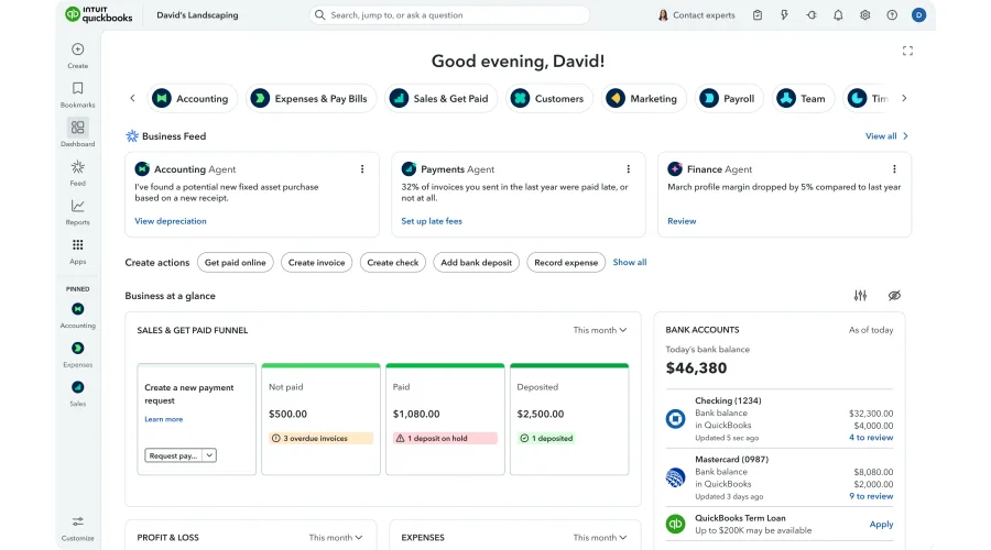 QuickBooks Online business application preview