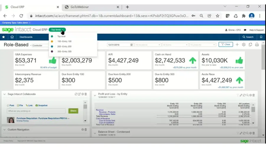 Sage Intacct business application preview