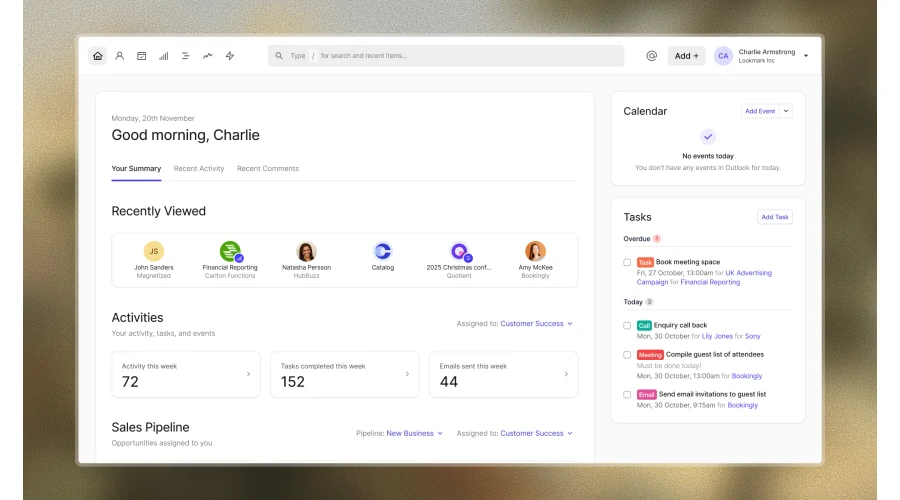 Capsule CRM business application preview