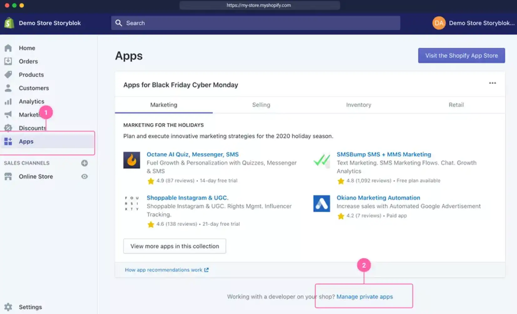 Shopify app marketplace screen