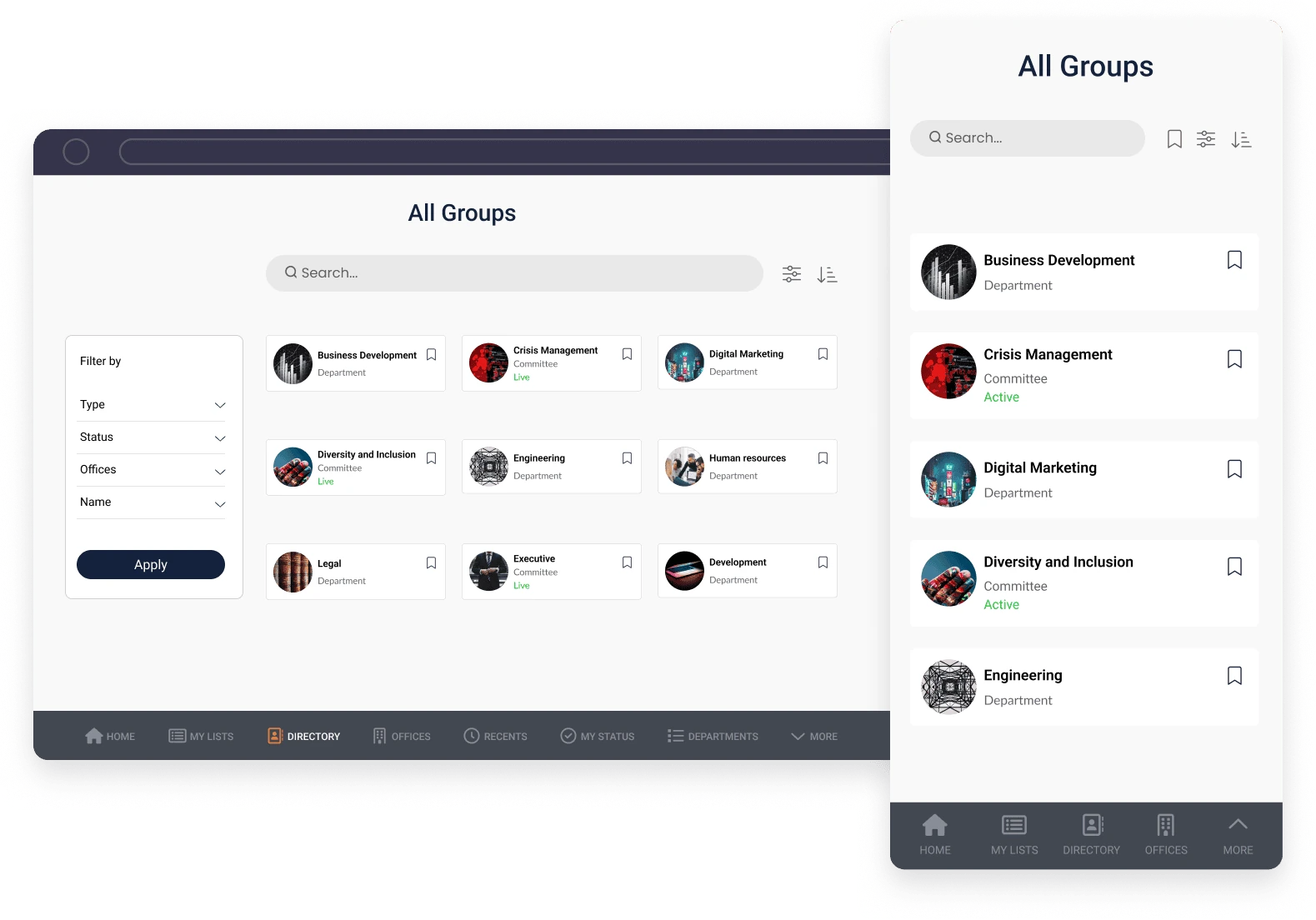 groups screen image