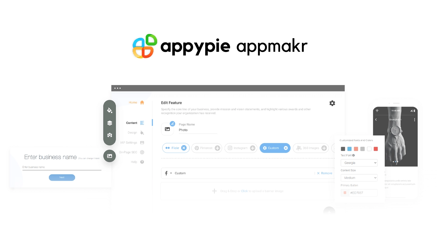 Appy Pie education app builder interface
