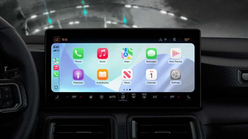 CarPlay interface shown in light mode