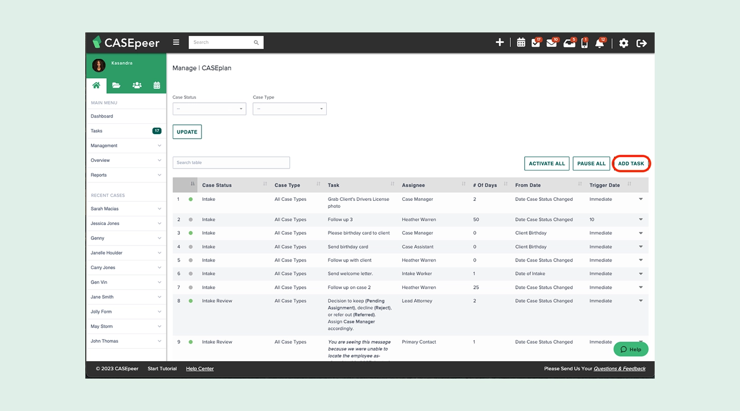 CASEpeer personal injury case management software