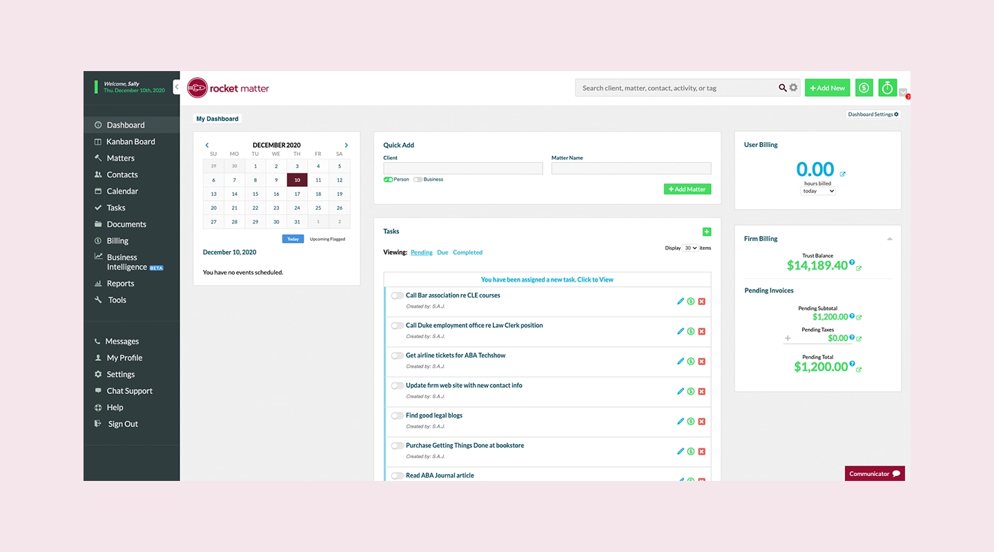 Rocket Matter platform with reporting and tracking tools