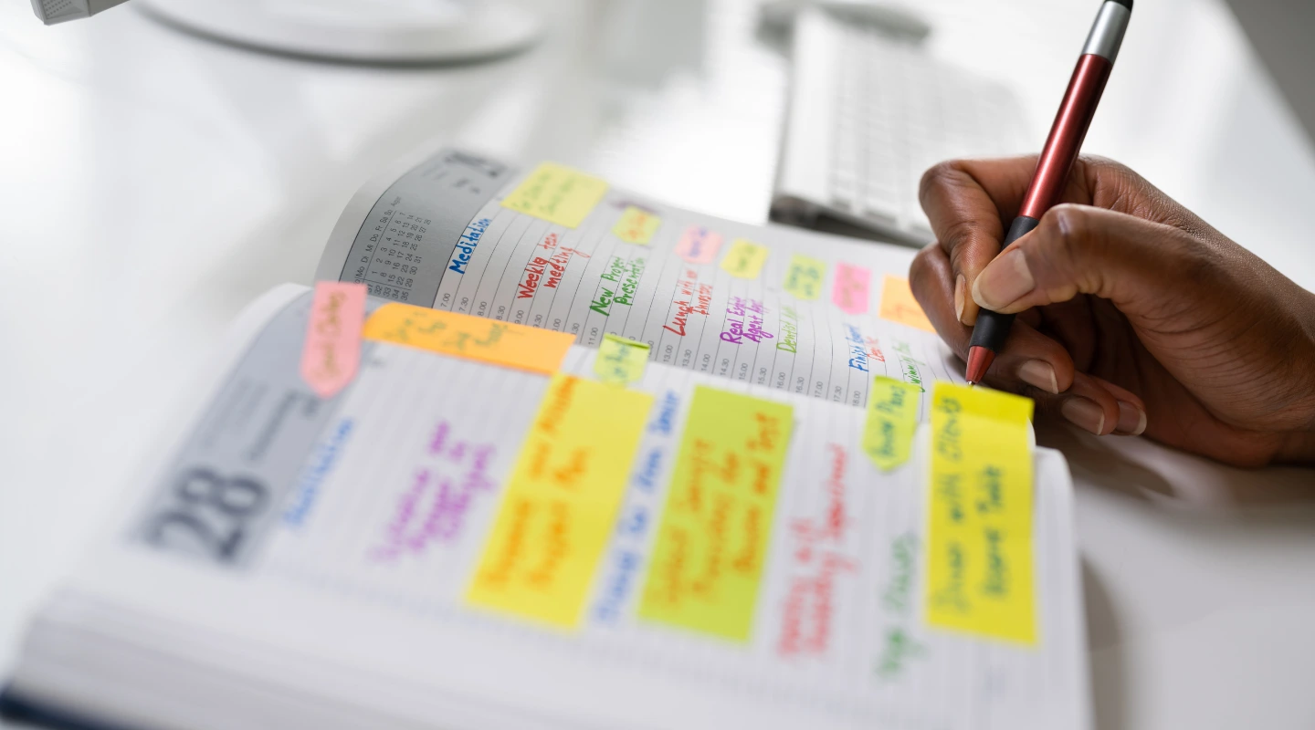 Agenda planning illustration for a legal event schedule