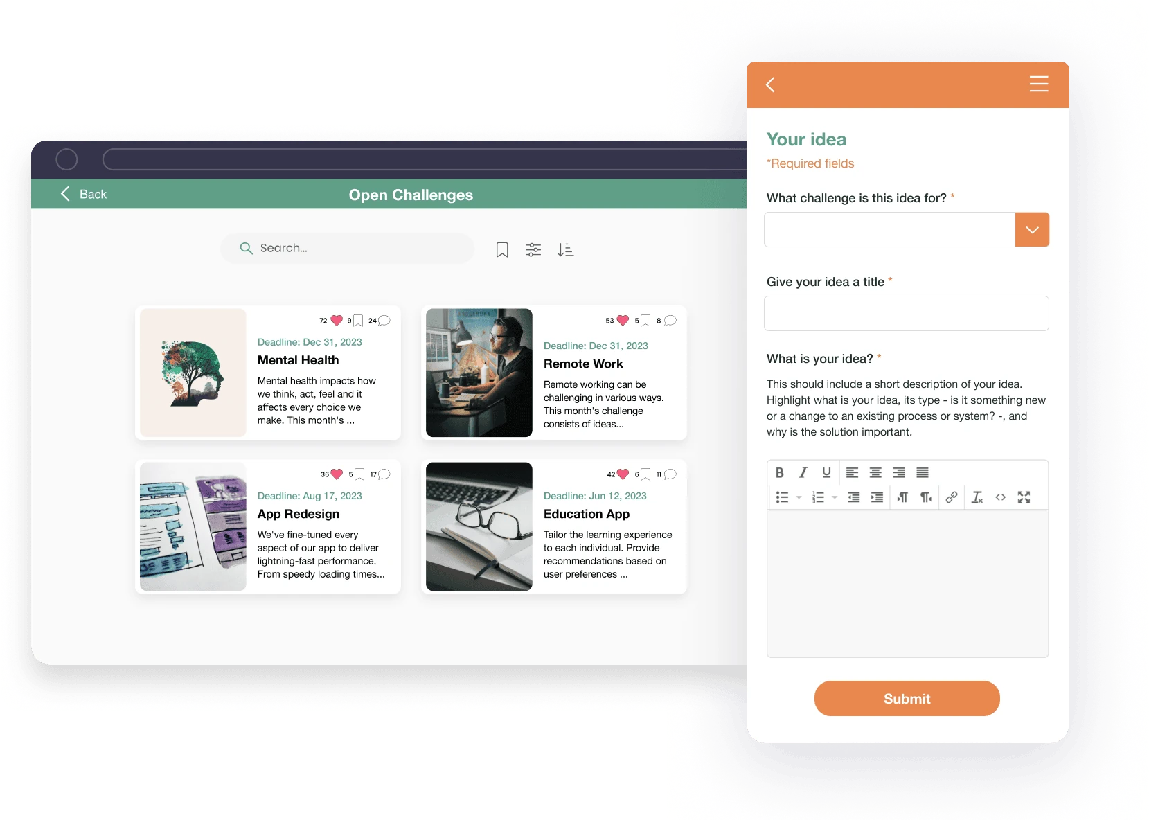 Idea proposal screen