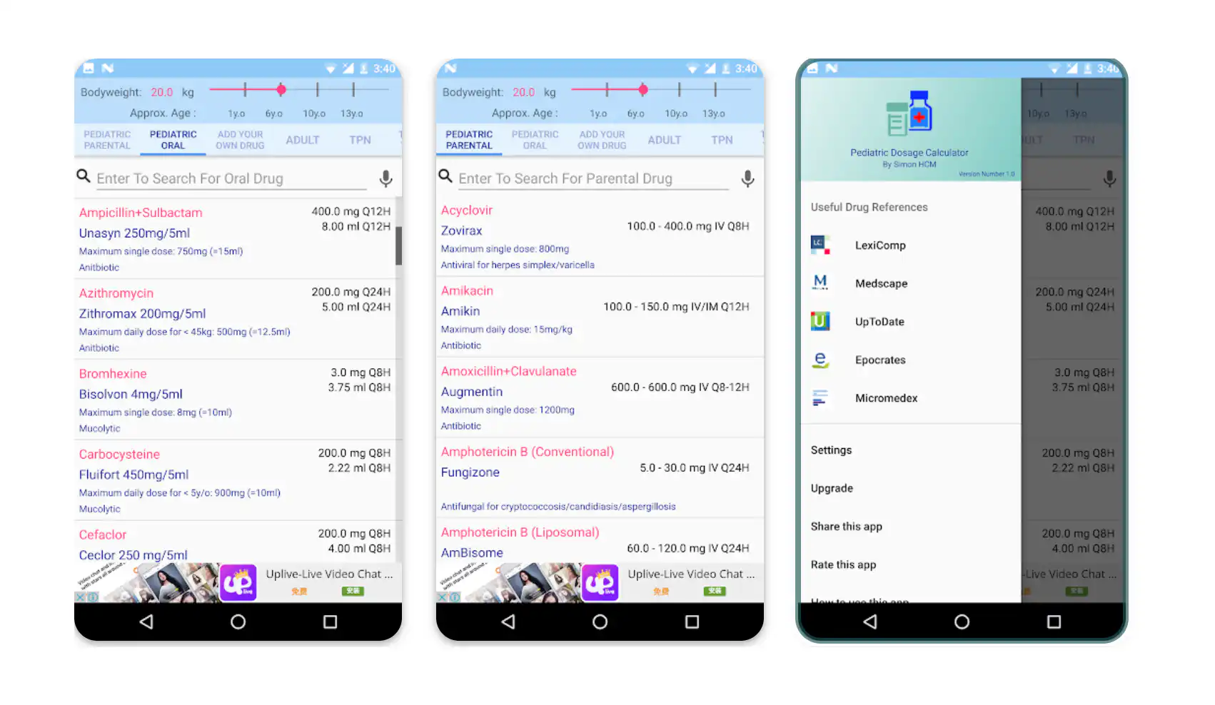Dosage calculator app example