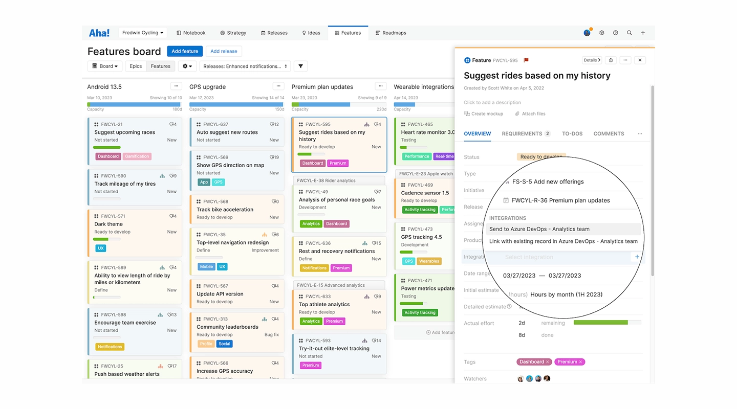 Aha! Roadmaps product planning interface