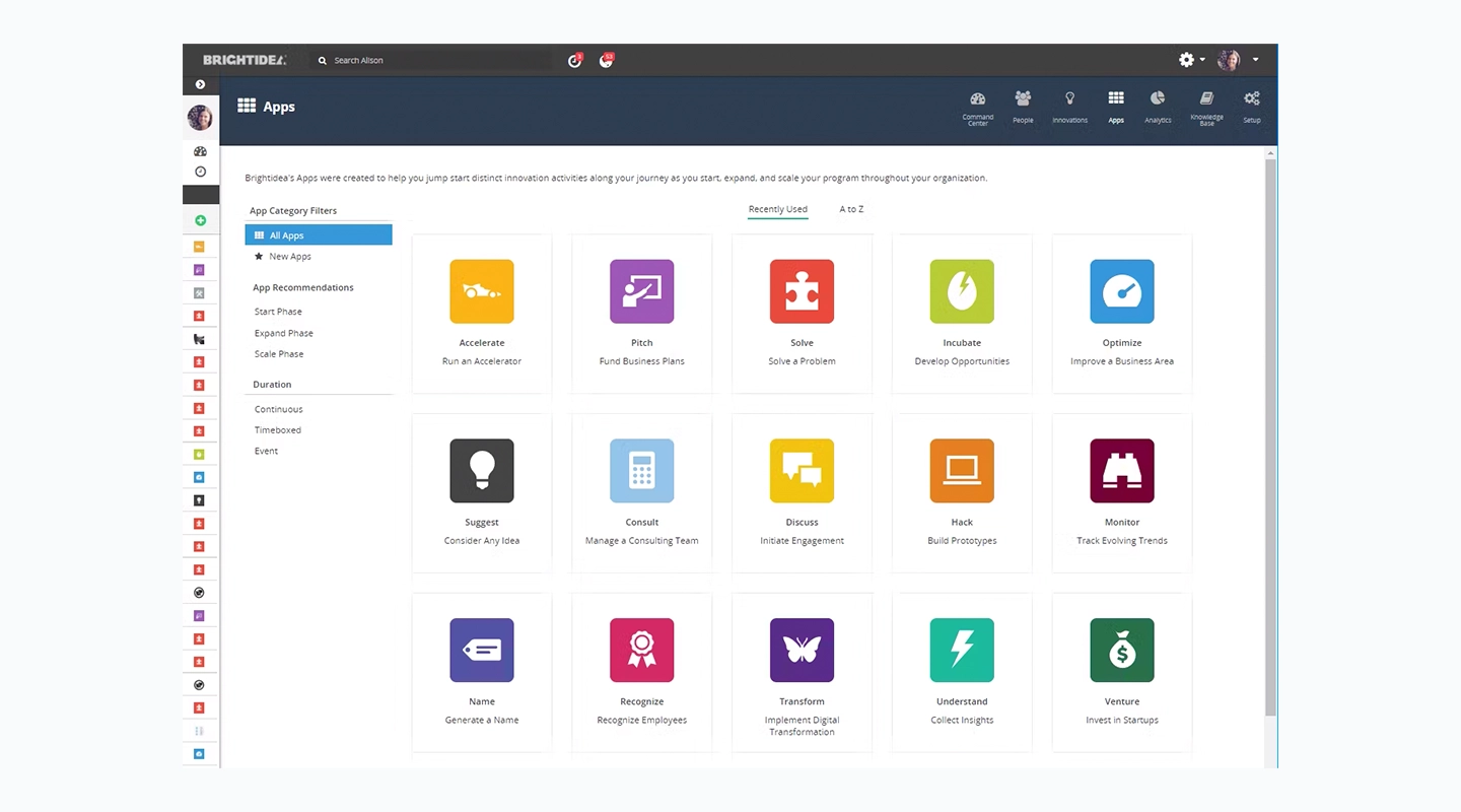 Brightidea innovation program dashboard