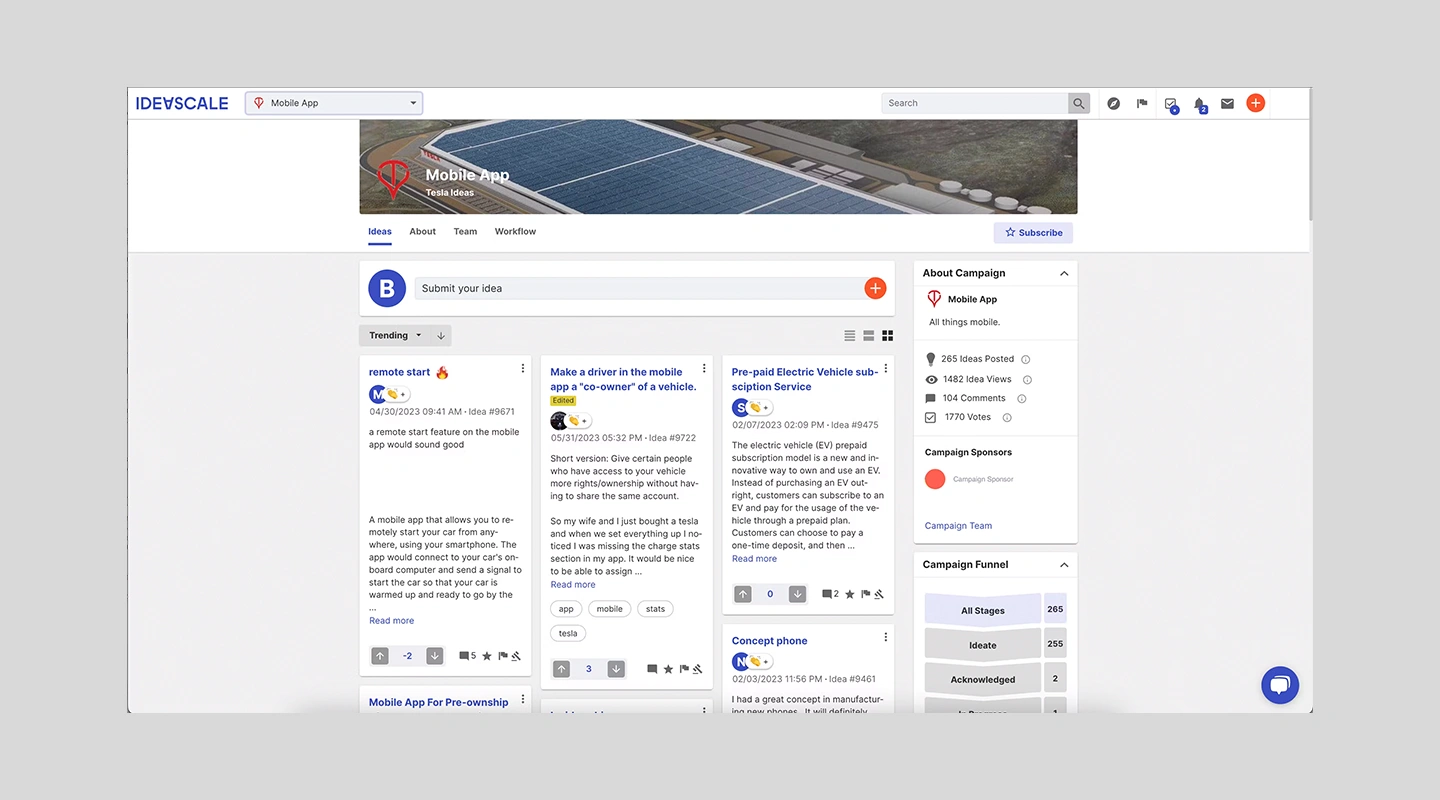 IdeaScale idea management interface