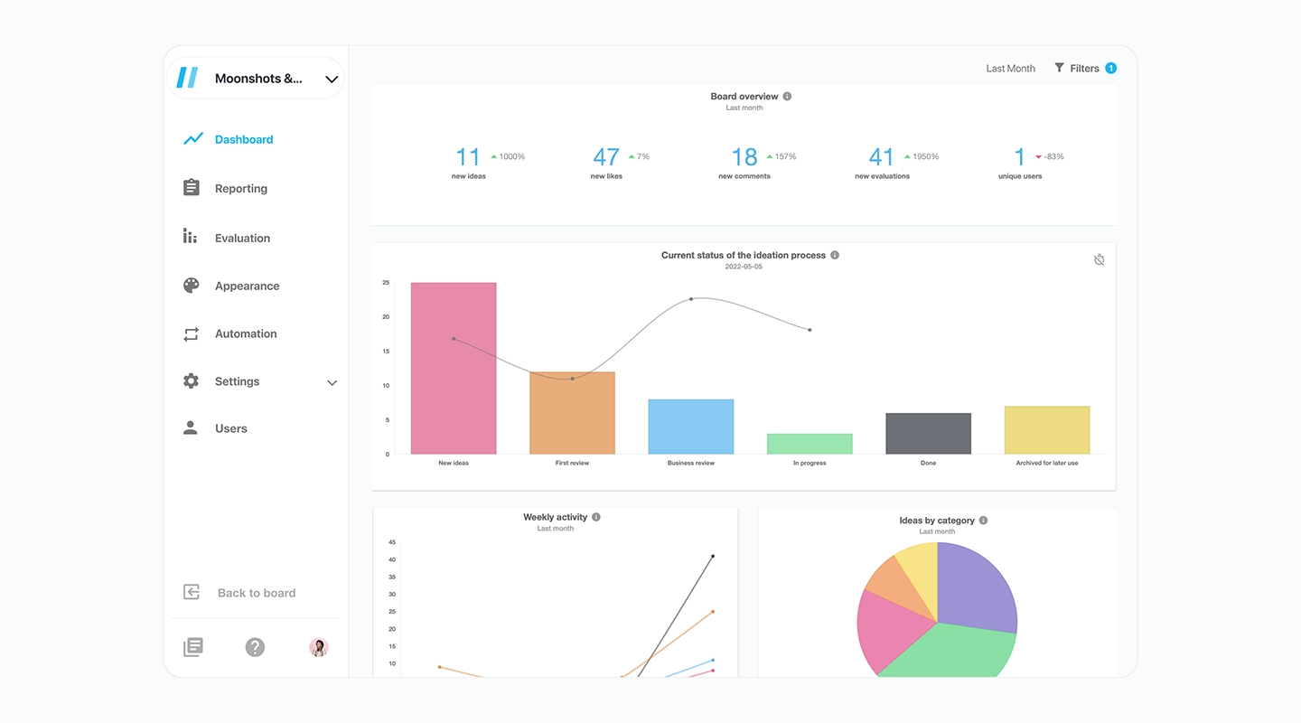 Viima idea management workspace