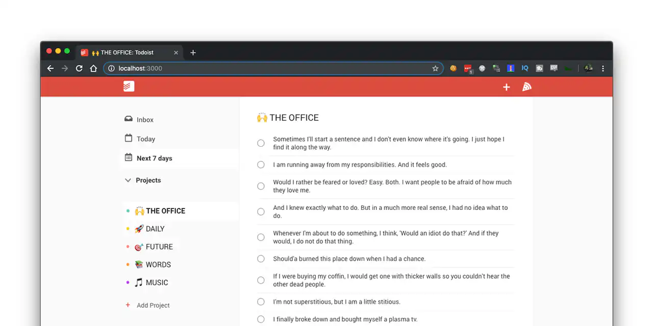 Todoist task management dashboard