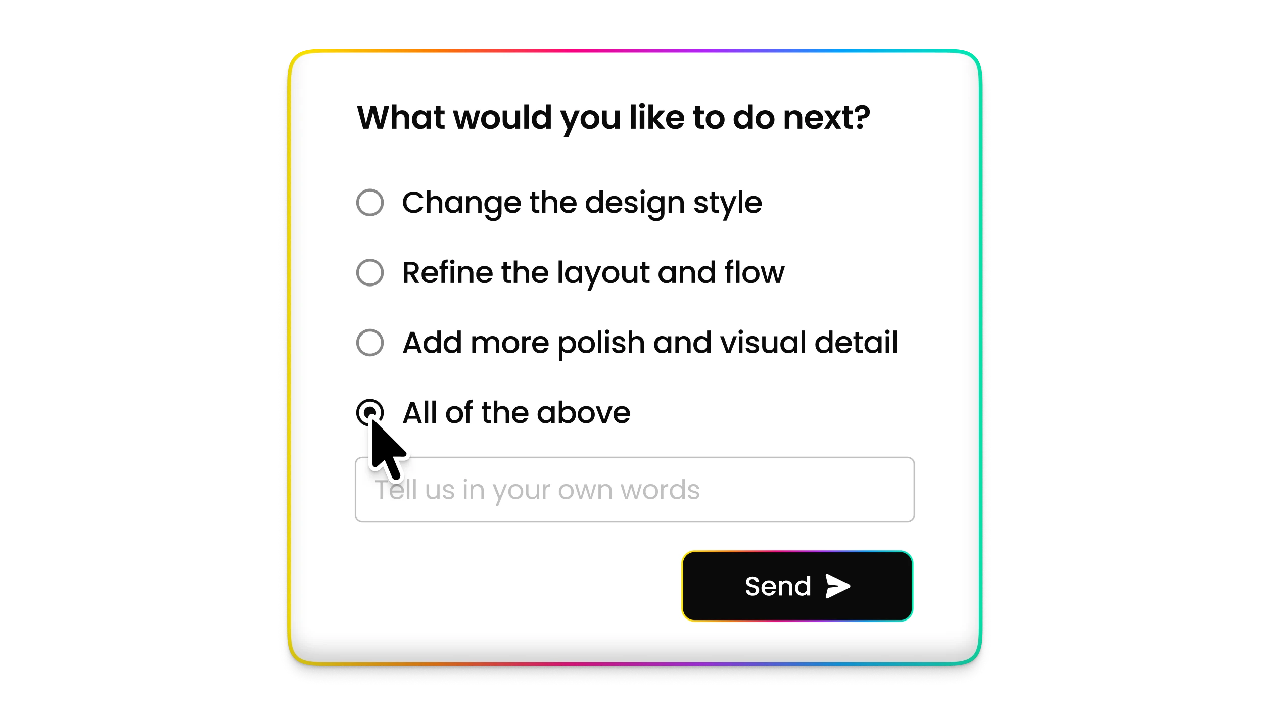 AI editing options for making changes in Fliplet
