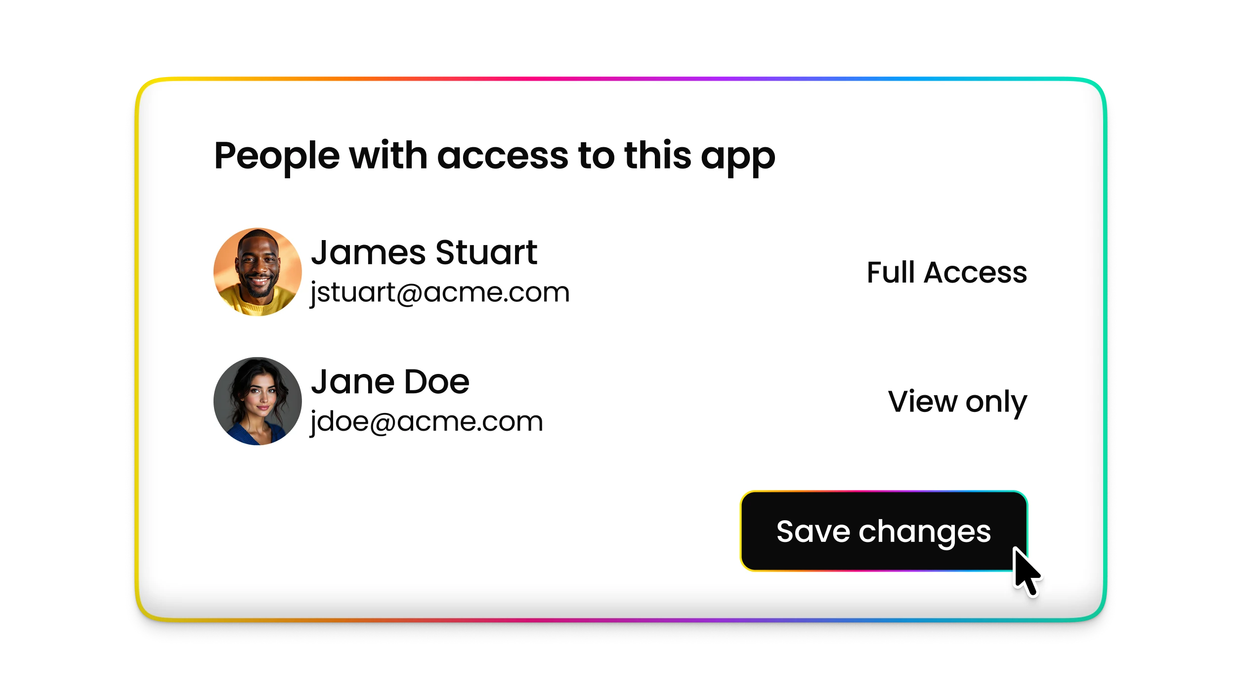 Manage app access permissions preview in Fliplet