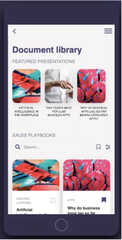 Sales enablement document library screen