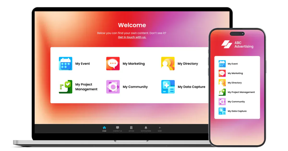 Responsive app design preview on desktop and mobile devices