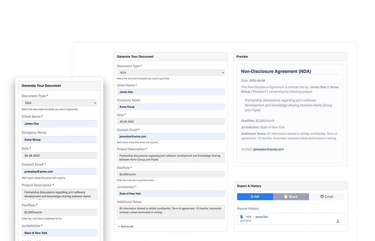 Document generation app built with Fliplet AI