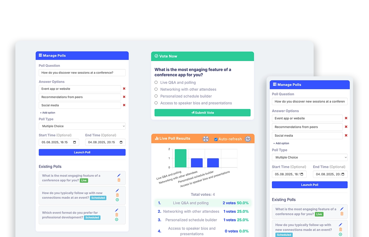 Live polling feature built with Fliplet AI
