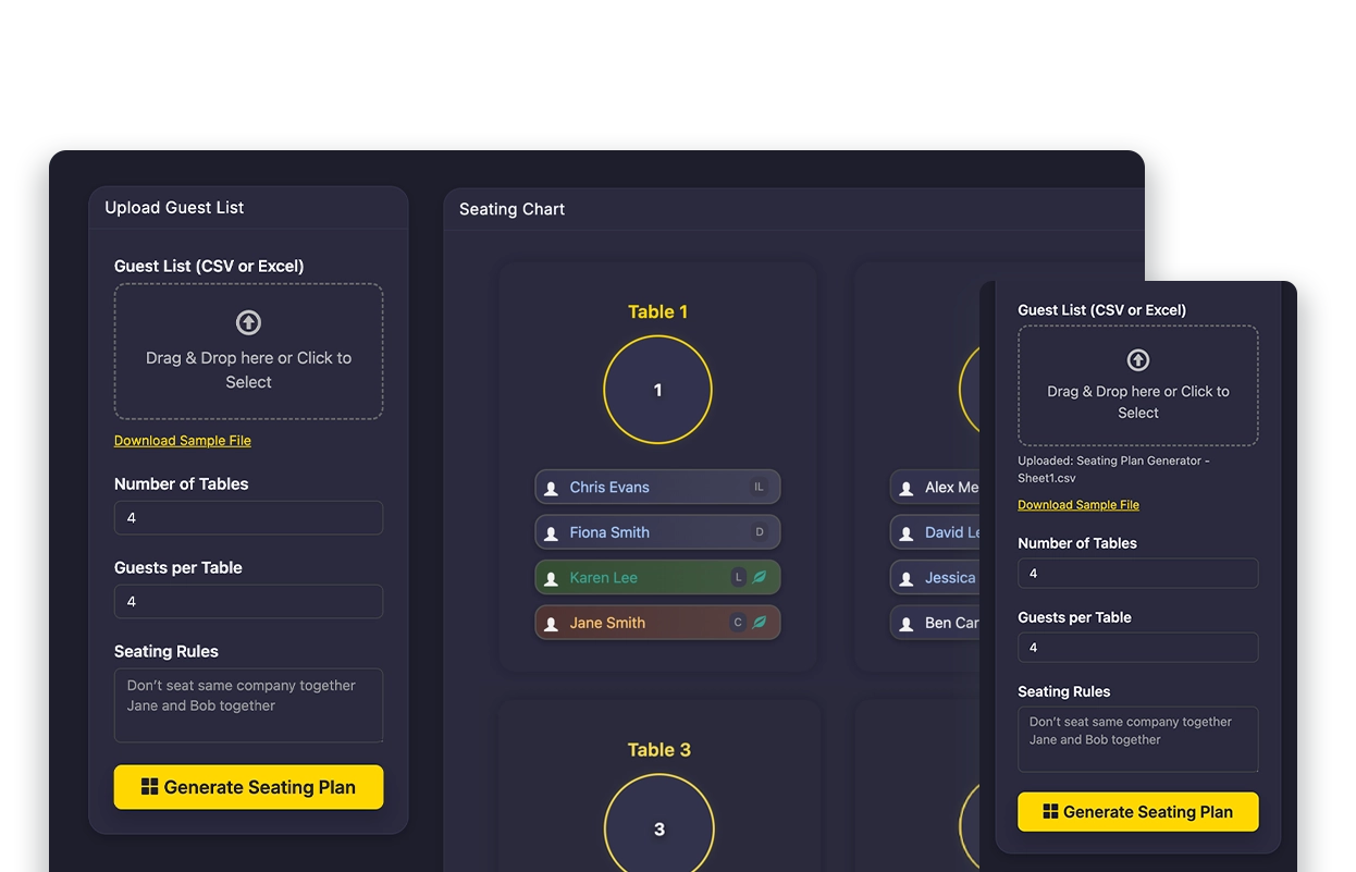 Seating plan generator built with Fliplet AI