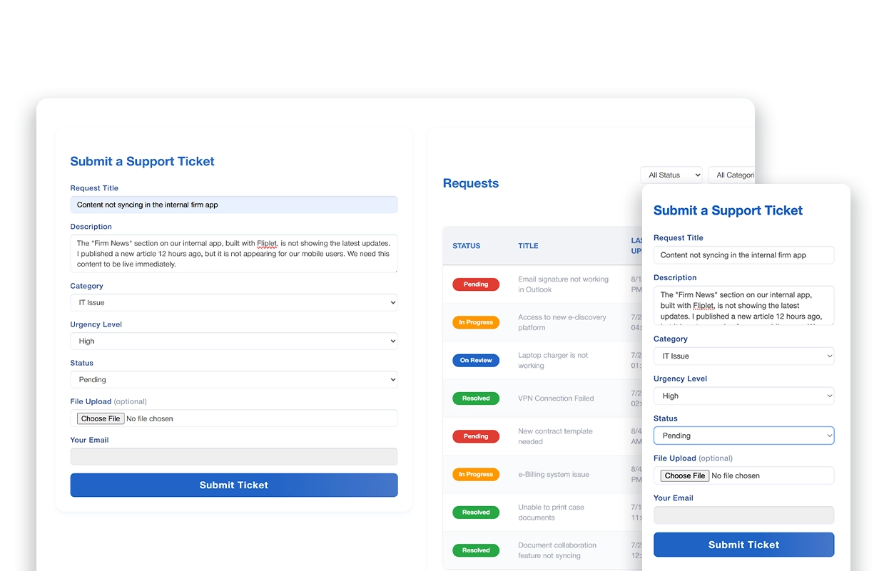 Ticket request workflow app built with Fliplet AI