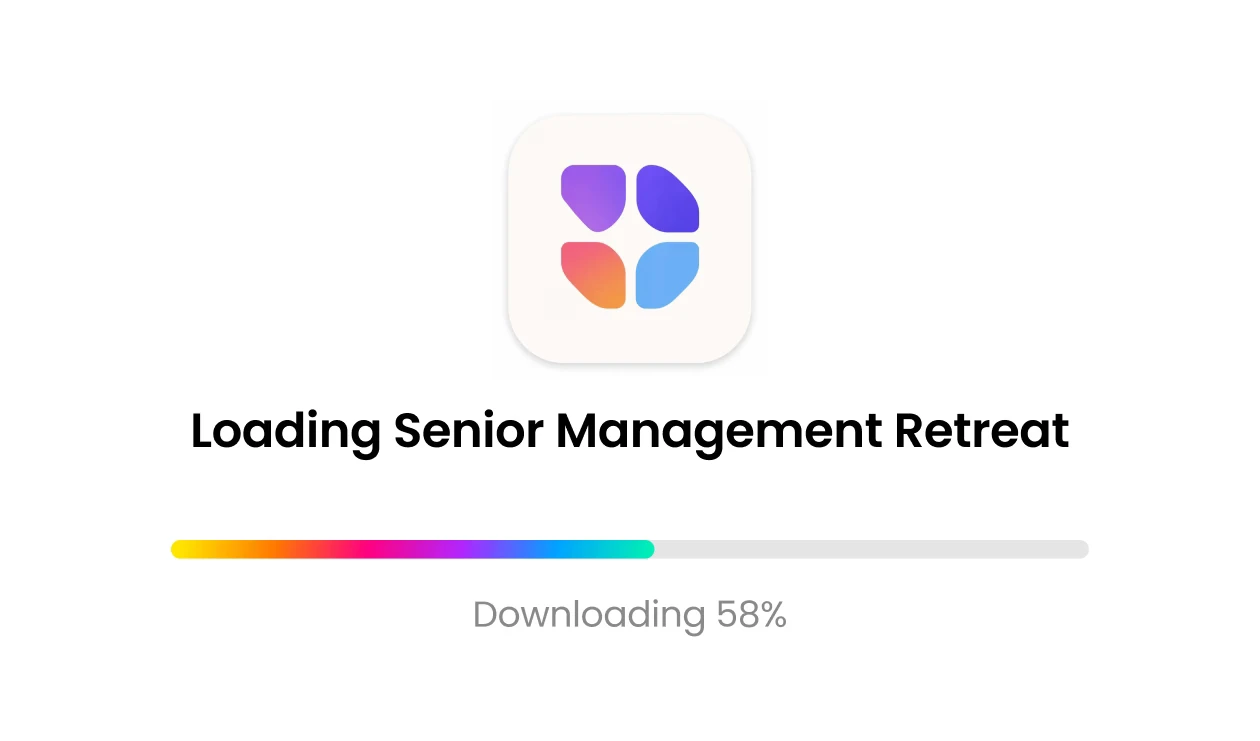 Fliplet Hub downloading Senior Management Retreat for offline access