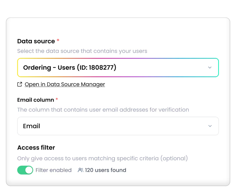 Fliplet Hub user access settings for approved users