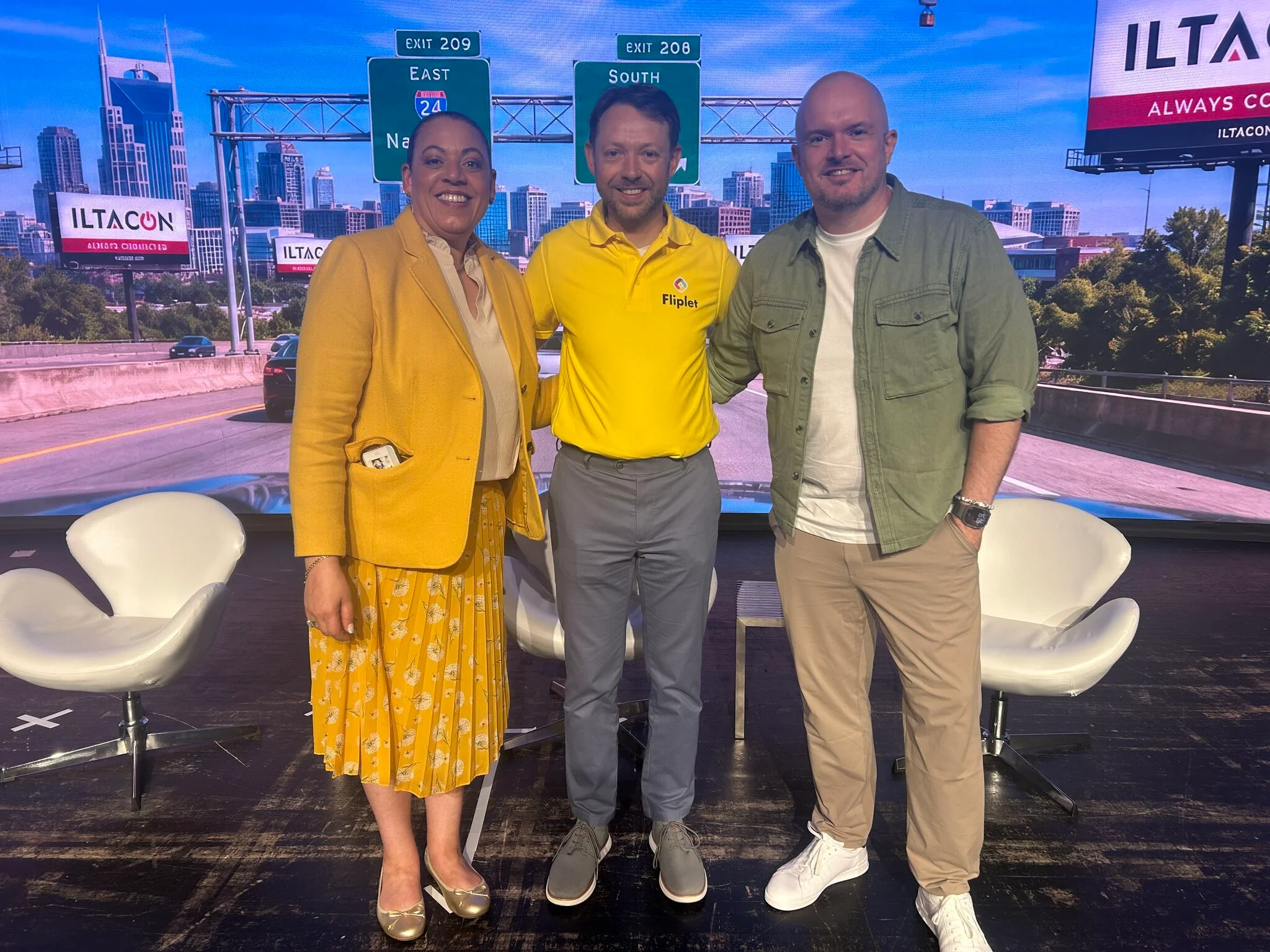 Stephanie Lopez, Ian Broom, and James Grice together at ILTACON 2026.