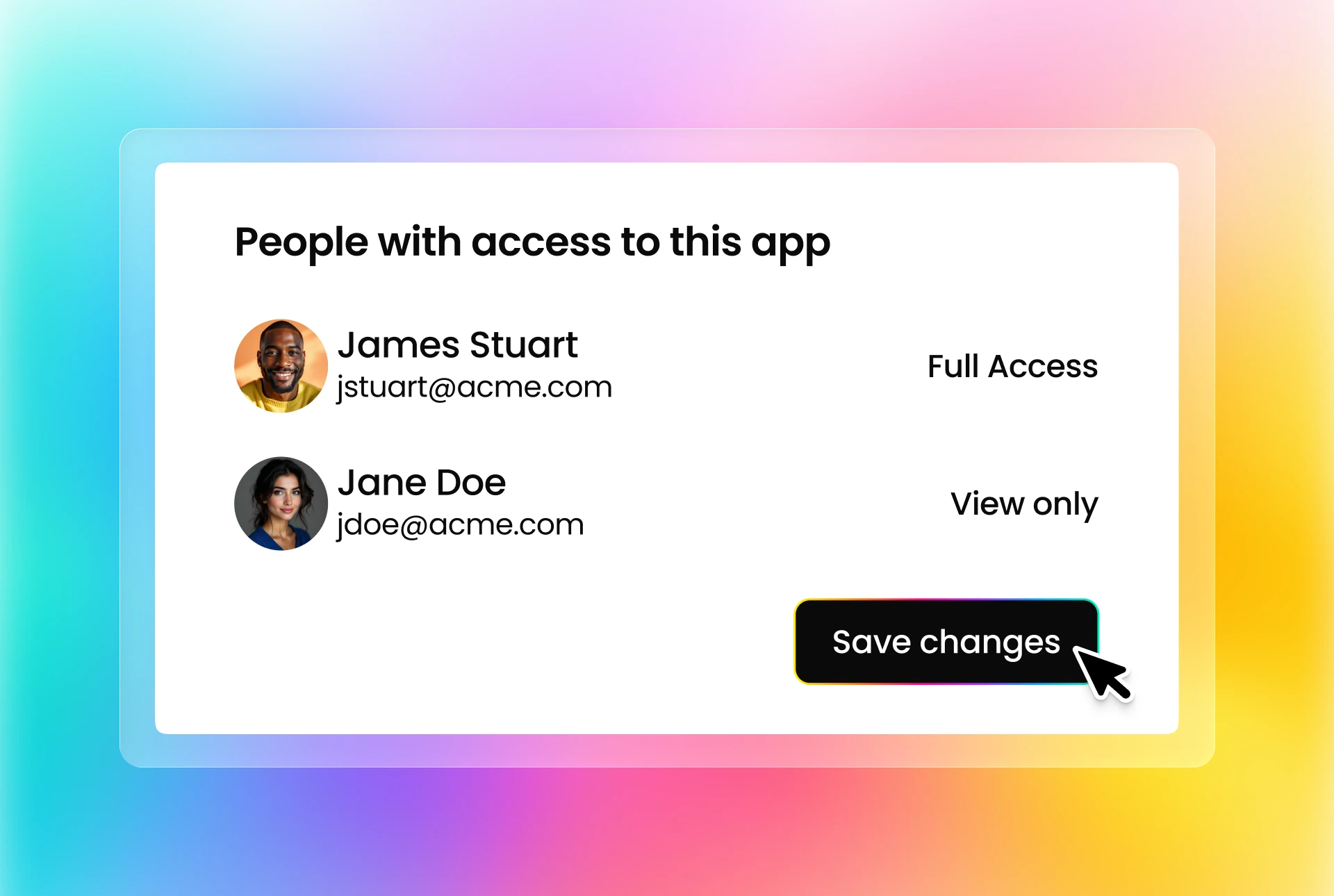 Private distribution access settings showing full access and view-only permissions