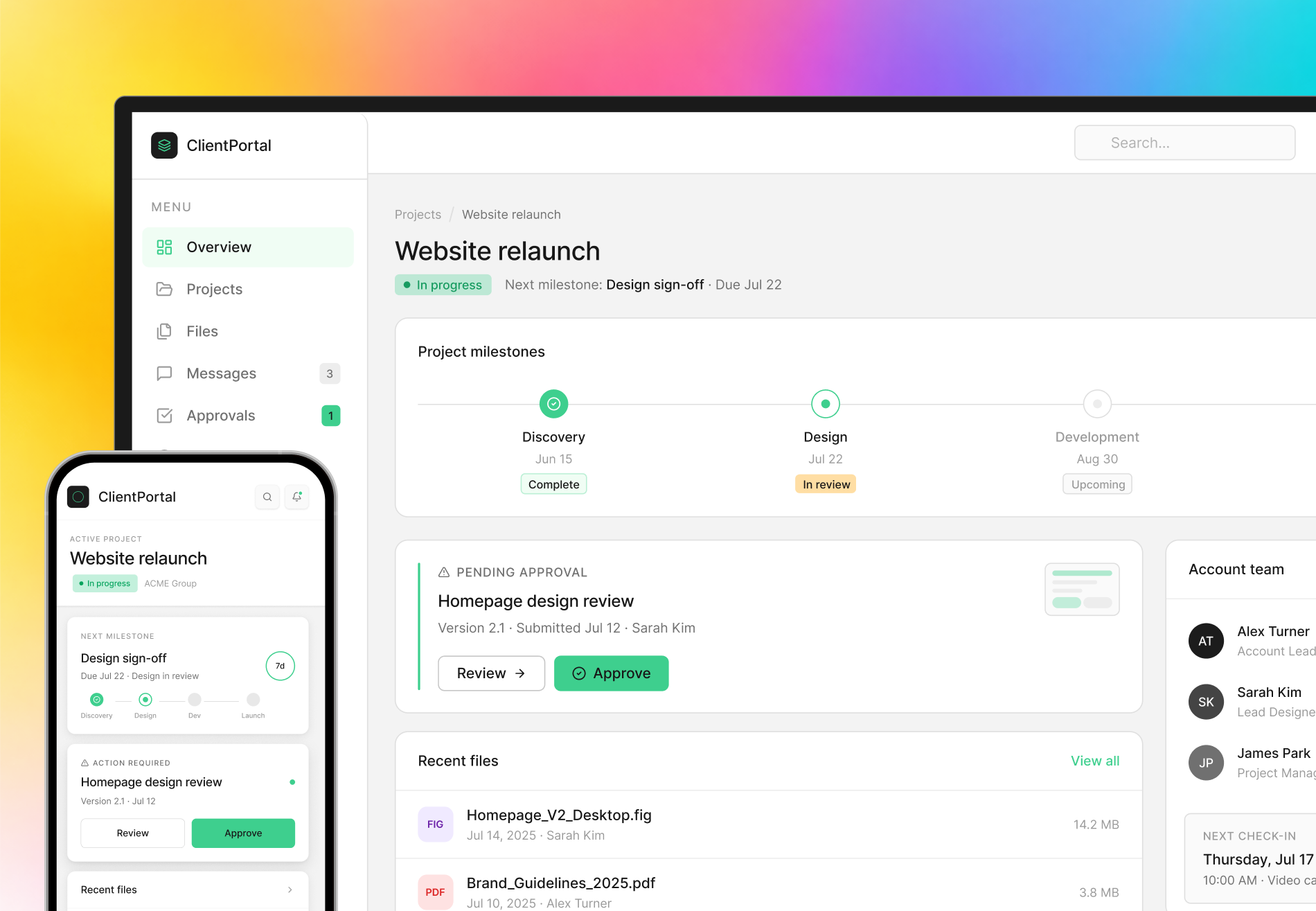 Client portal software on desktop and mobile