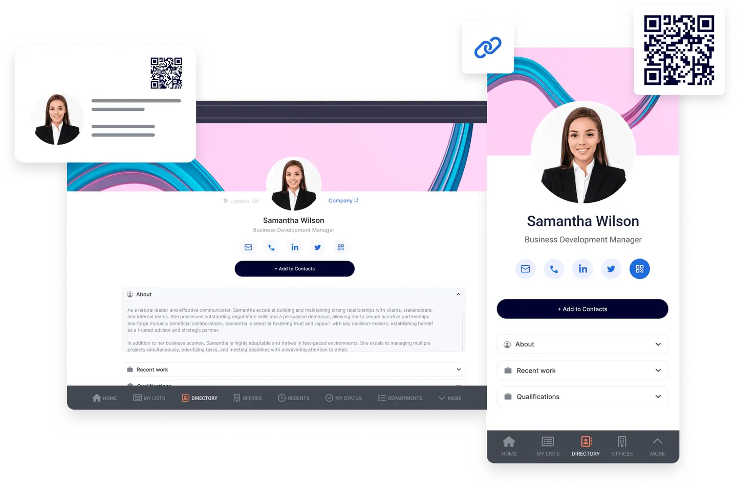 Digital business card preview