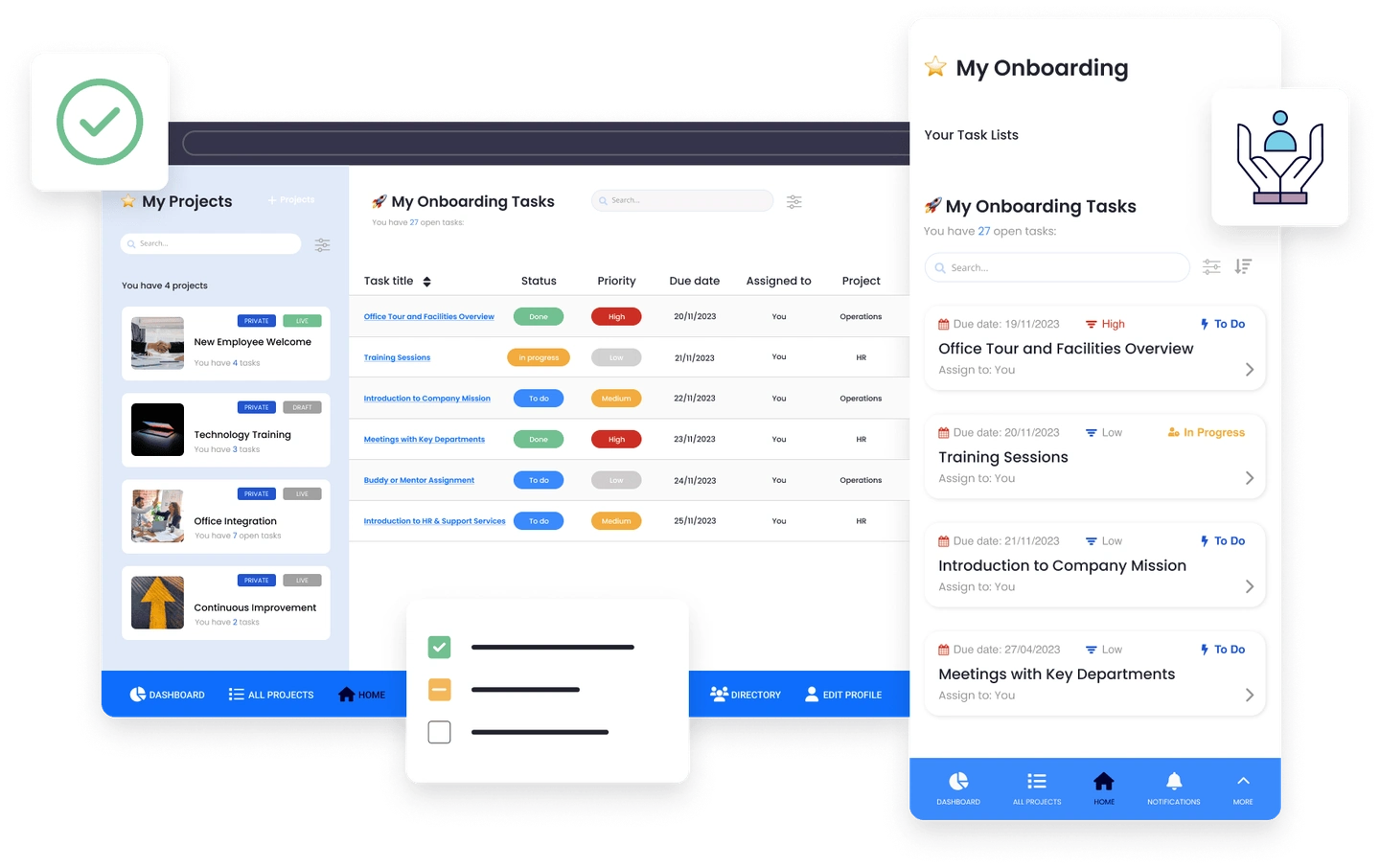 Employee onboarding app preview