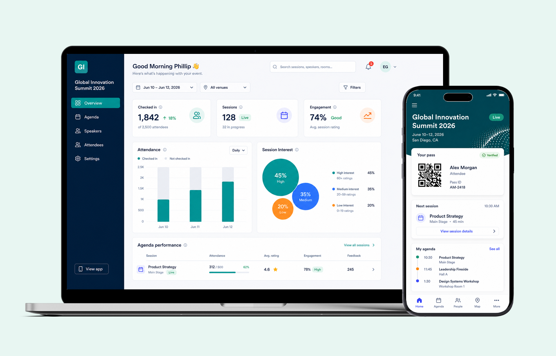 Conference software interface preview