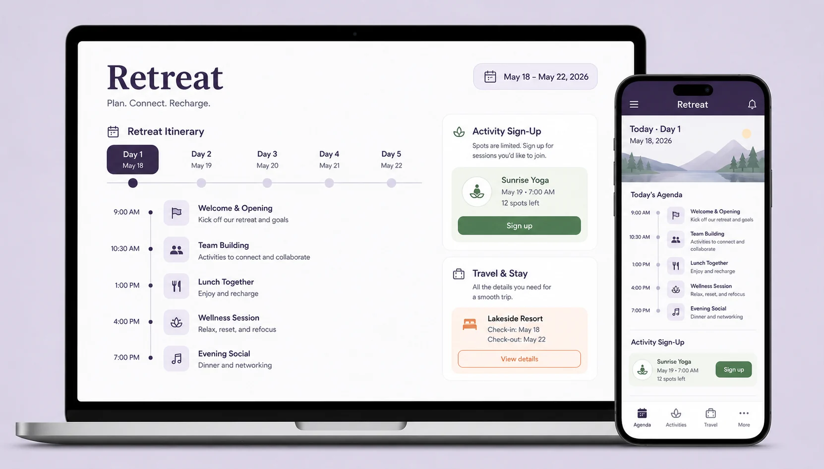Corporate Retreat App preview