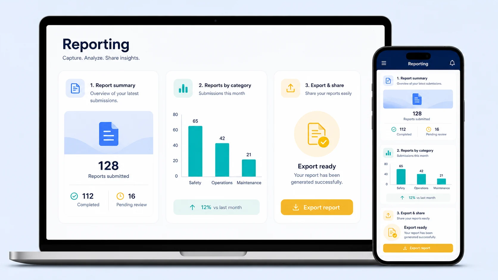 Mobile Reporting App preview