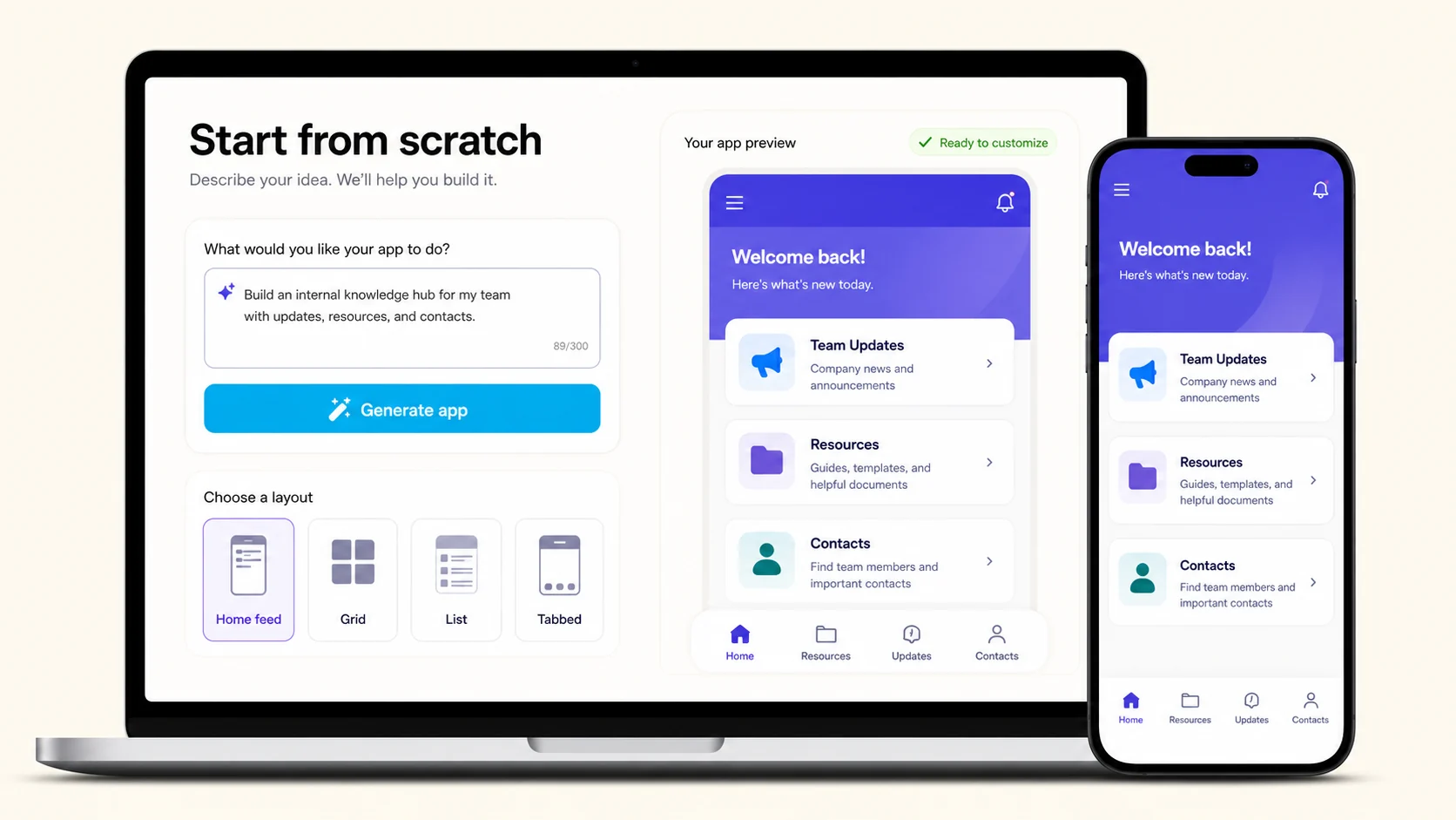 Start from scratch preview