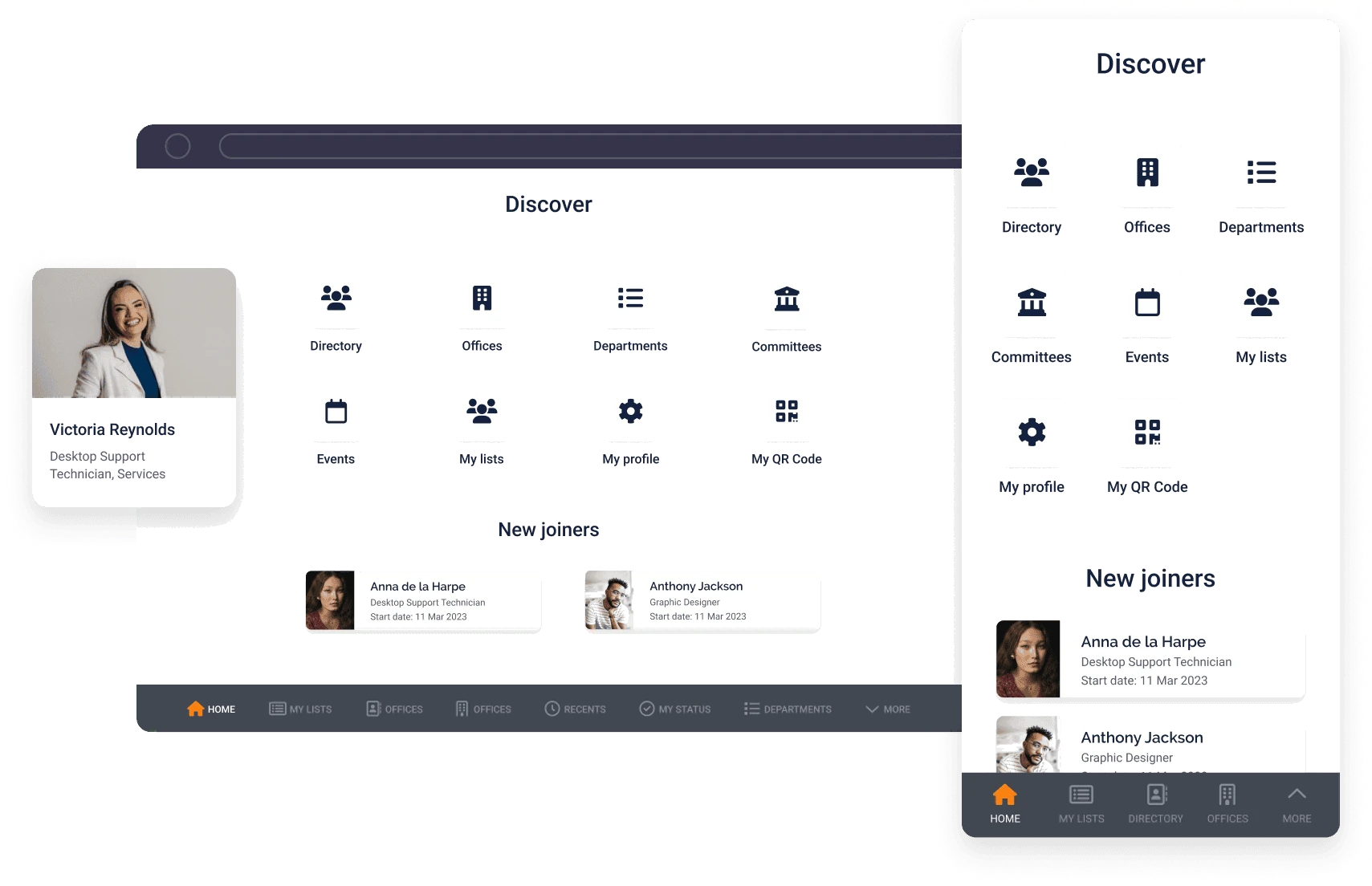 Preview of Fliplet directory solution on mobile