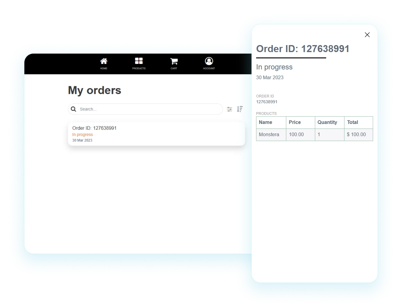 eCommerce order management screen