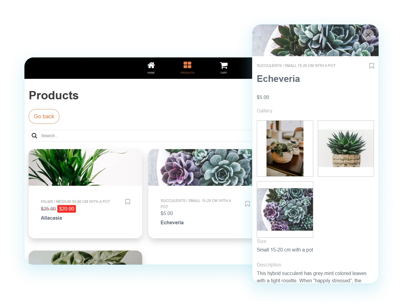 eCommerce stock management screen