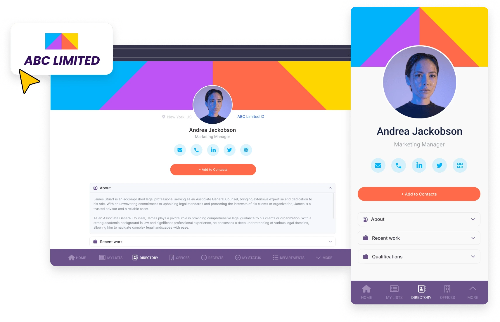 Customized digital business card branding