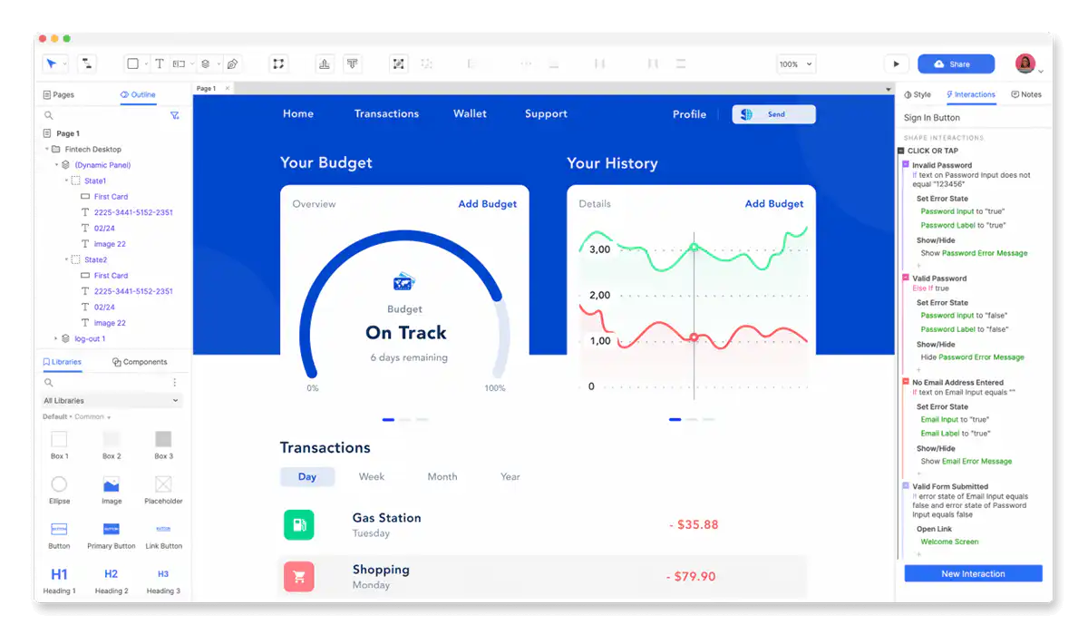 Axure app design software screenshot