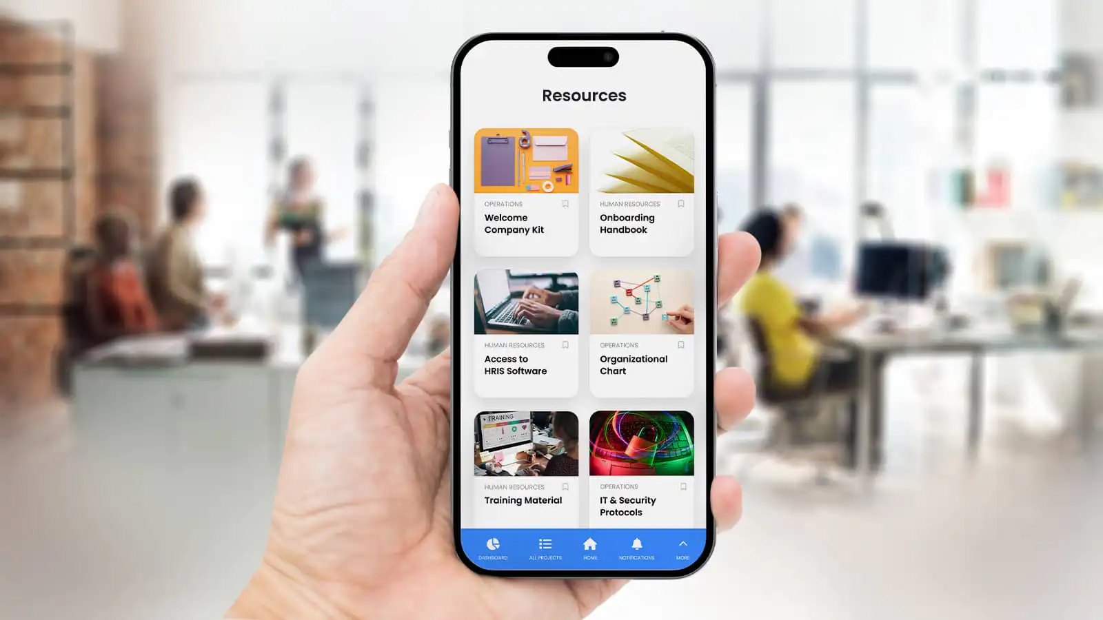 Onboarding resources screens