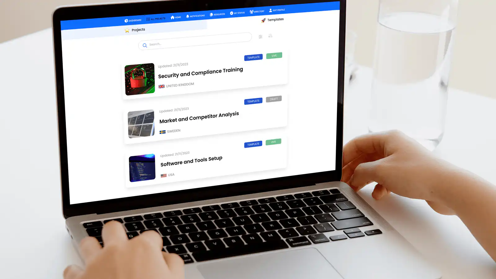 Onboarding templates screens