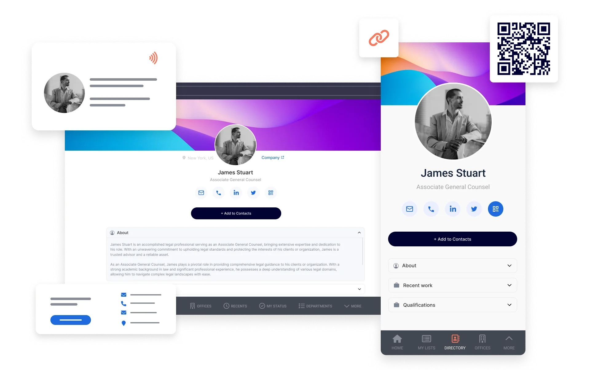 Digital business card event screen