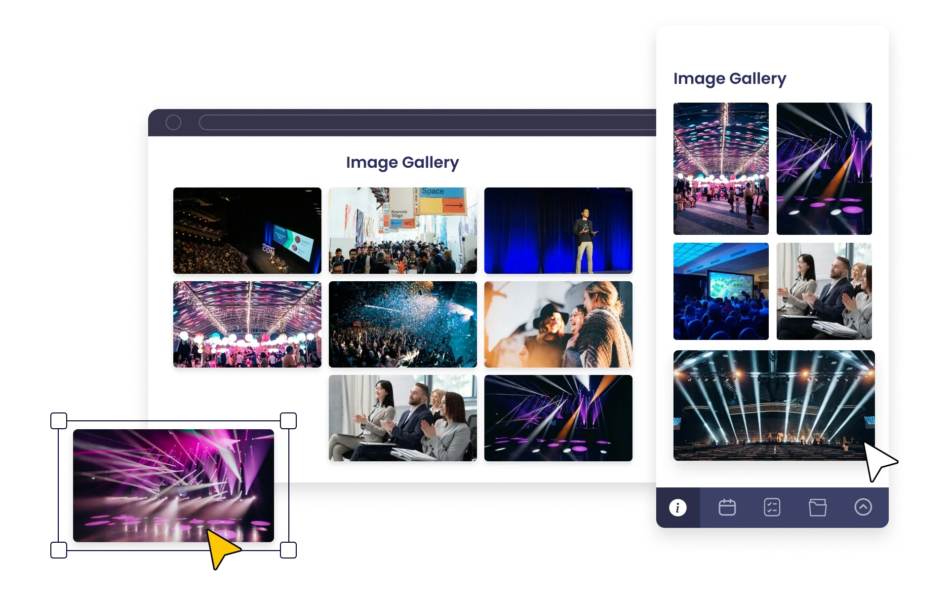 Photo gallery event screen